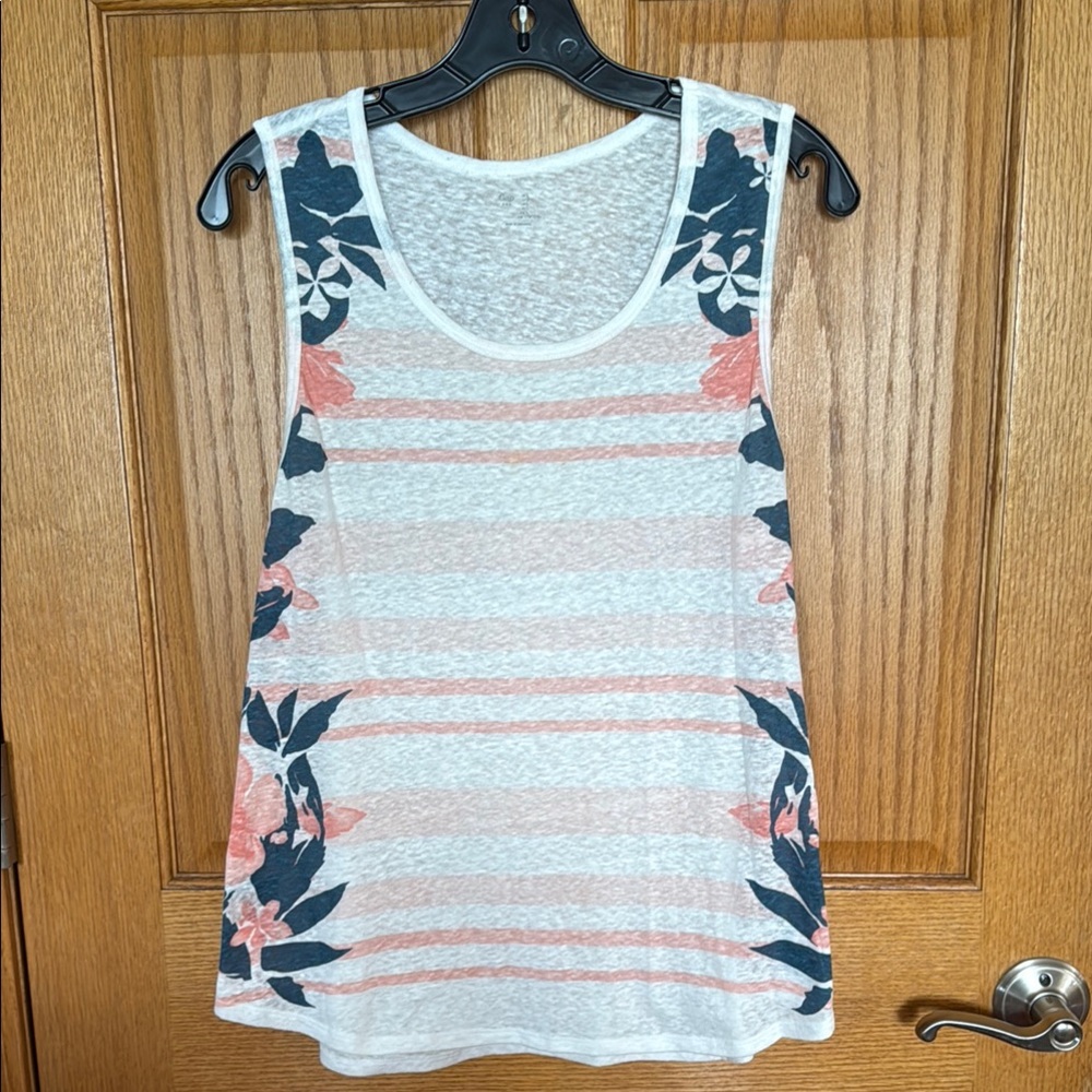 GAP White and Pink Tank Top with Soft Comfort